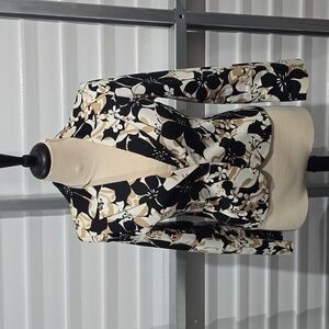 I.N. Studio Blazer Jacket Black‎ White and Light Tan Size 10P